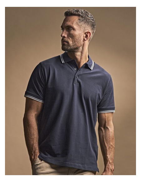 TEE-1407-Mens Luxury Stripe Stretch Polo 2